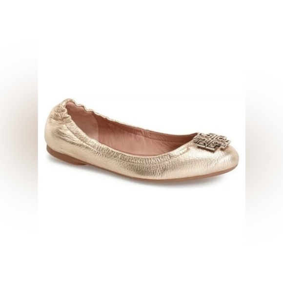 Tory Burch‎ 'MELINDA' BALLET FLAT SLIP ON SHOES LEATHER GOLD Sz-7 New 250$ - Picture 1 of 7